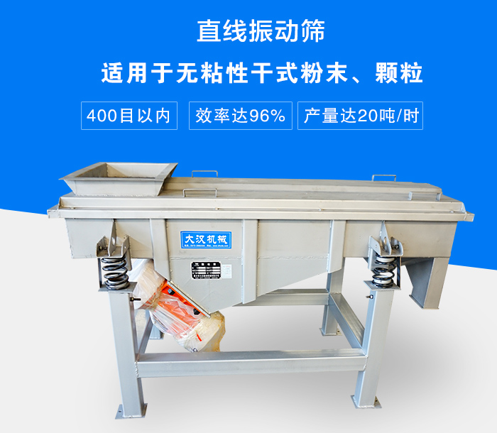 直線振動篩適用于無粘性干式粉末、顆粒，產量達20噸/時